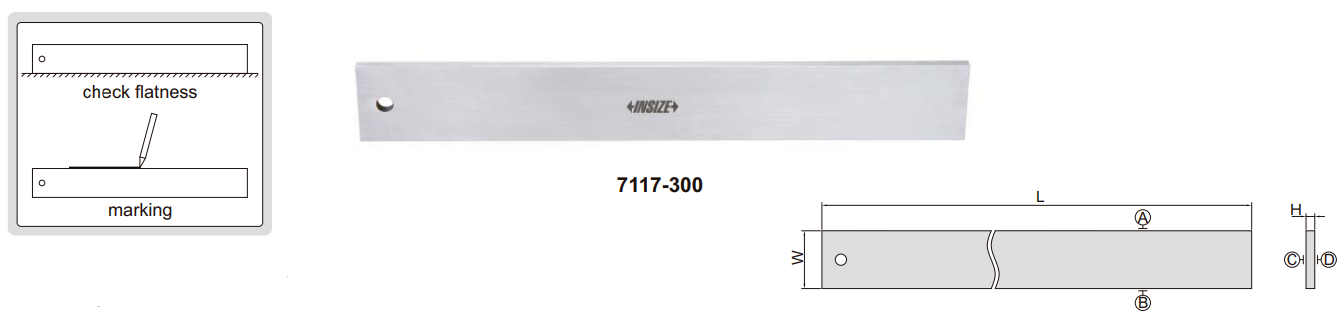 Thước đo độ thẳng vát cạnh chính xác Insize 7117-300 2 Thước đo độ thẳng vát cạnh chính xác Insize 7117