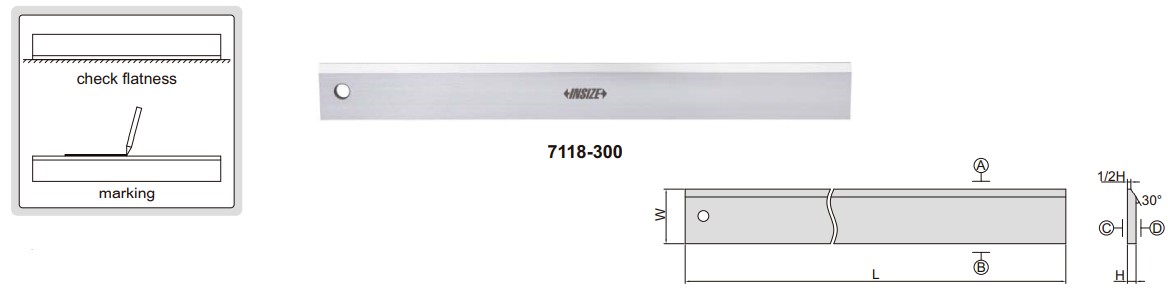 Thước đo độ thẳng chính xác có gờ Insize 7118-600 2 Thước đo độ thẳng chính xác có gờ Insize 7118