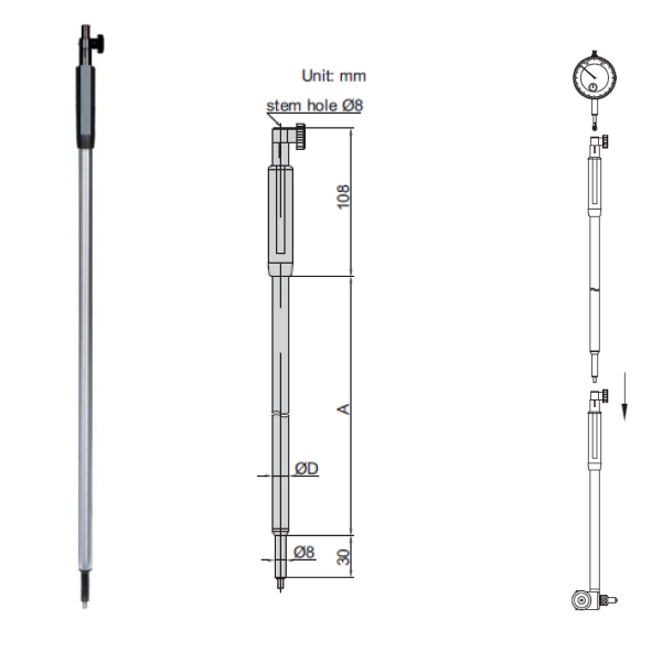 Tay cầm cho thước đo lỗ Insize 7352-500 loại dài 2 Tay cầm cho thước đo lỗ Insize 7352 loại dài
