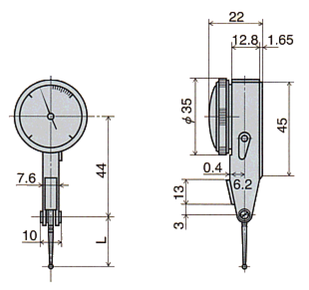 Đồng hồ so chân gập loại đặc biệt Peacock V series PC-1AV 2 Đồng hồ đo chiều cao ren Insize 2232