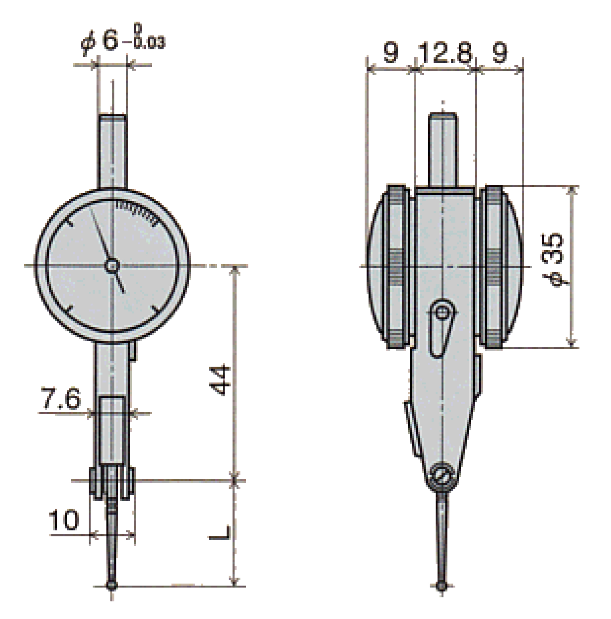 Đồng hồ so chân gập loại đặc biệt Peacock W series PC-1BW 2 Đồng hồ đo chiều cao ren Insize 2232