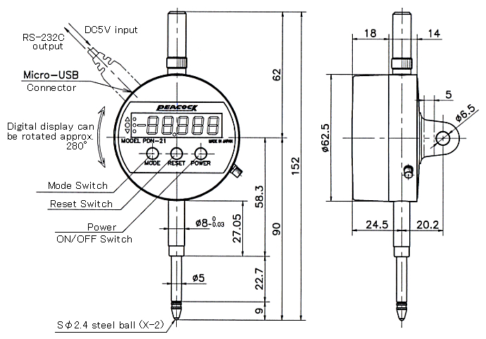 Đồng hồ so điện tử Peacock