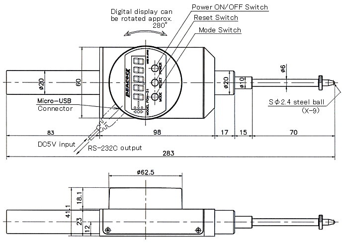 Đồng hồ so điện tử Peacock PDN-51 2 Đồng hồ so điện tử Peacock