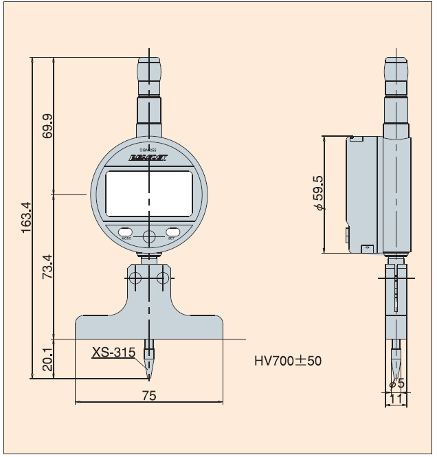 Đồng hồ đo độ sâu điện tử Peacock T2N-257W 2 Đồng hồ đo độ dày điện tử Peacock
