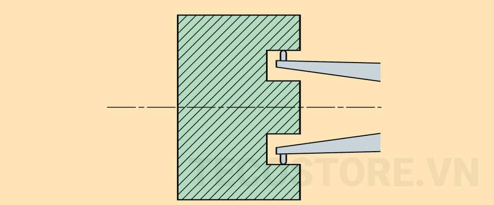 Đo kích thước trong (ID) ở 2 phía của vấu lồi Đo kích thước trong (ID) ở 2 phía của vấu lồi