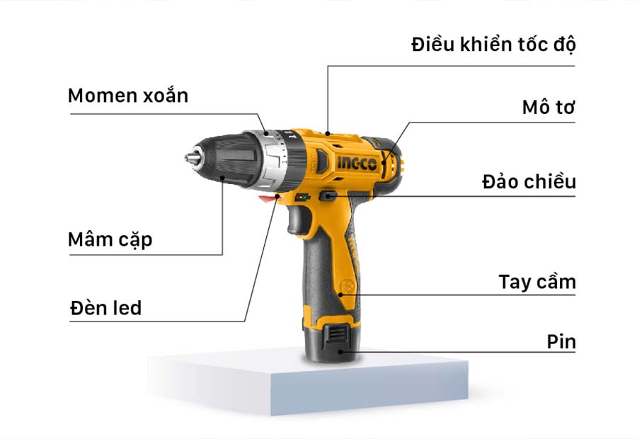 Cấu tạo máy khoan pin cầm tay ingco Cấu tạo máy khoan pin cầm tay ingco