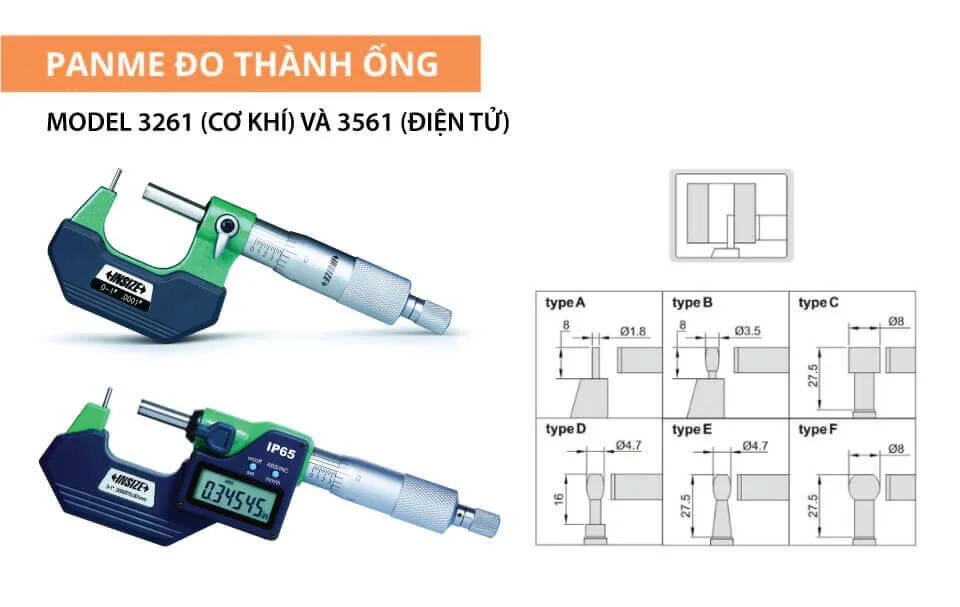 Panme đo thành ống Panme đo thành ống