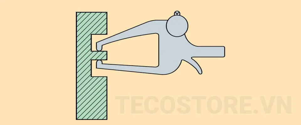 Đo độ dày hoặc kích thước ngoài trong một khu vực nhỏ hẹp, hạn chế