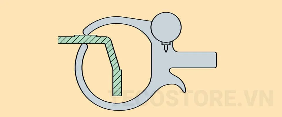 Đo độ dày phía trong khu vực nhô ra