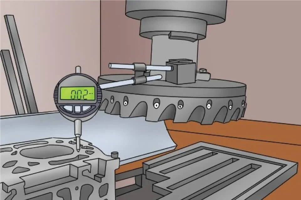 Để đế gá đồng hồ so theo chiều ngang