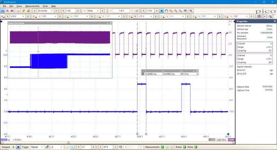 PicoScope 6000E còn tích hợp thêm tính năng tạo dạng sóng tùy ý 200 MS/s